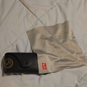 Ray-Ban Black Sunglasses Case with Beige Cloth